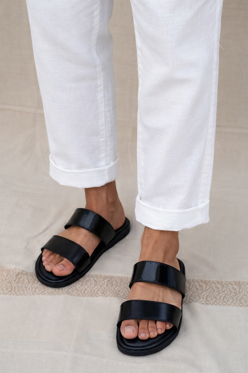 Millano hand stitched double strap slippers